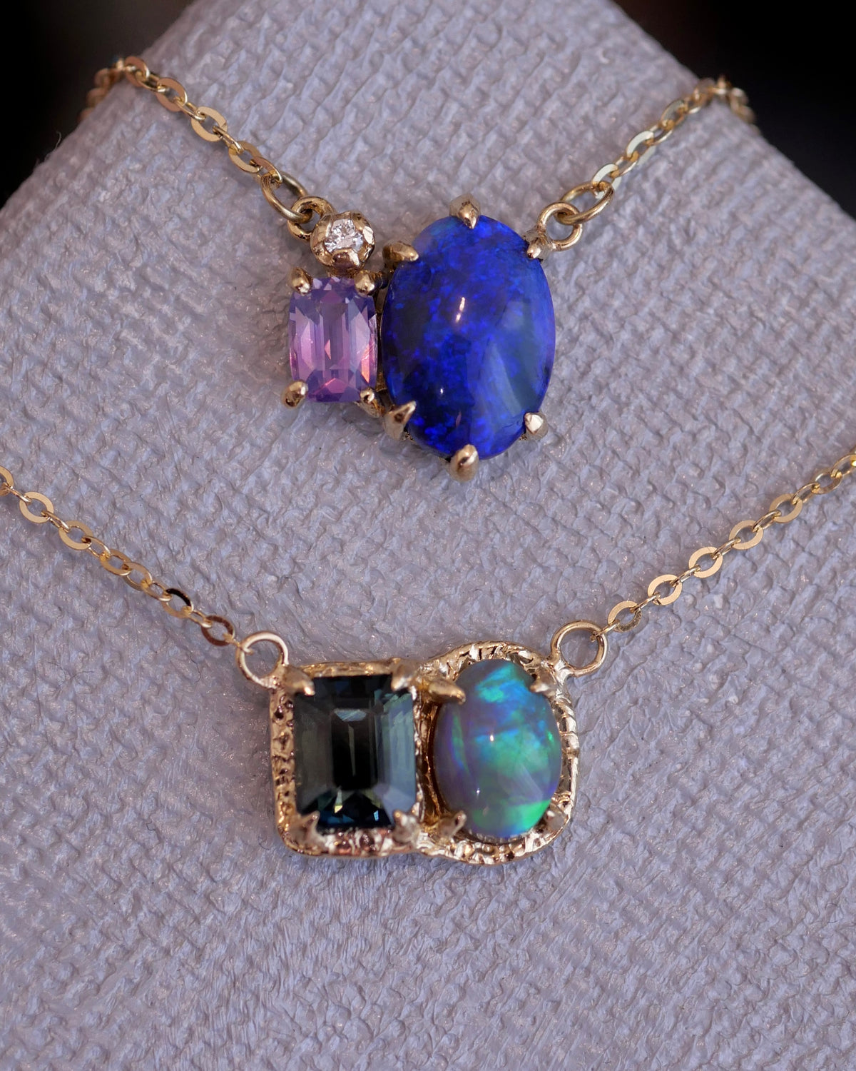 Purple Sapphire and Opal Necklace