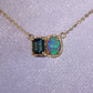 Deep Teal Green Sapphire and Opal Necklace