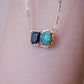 Deep Teal Green Sapphire and Opal Necklace